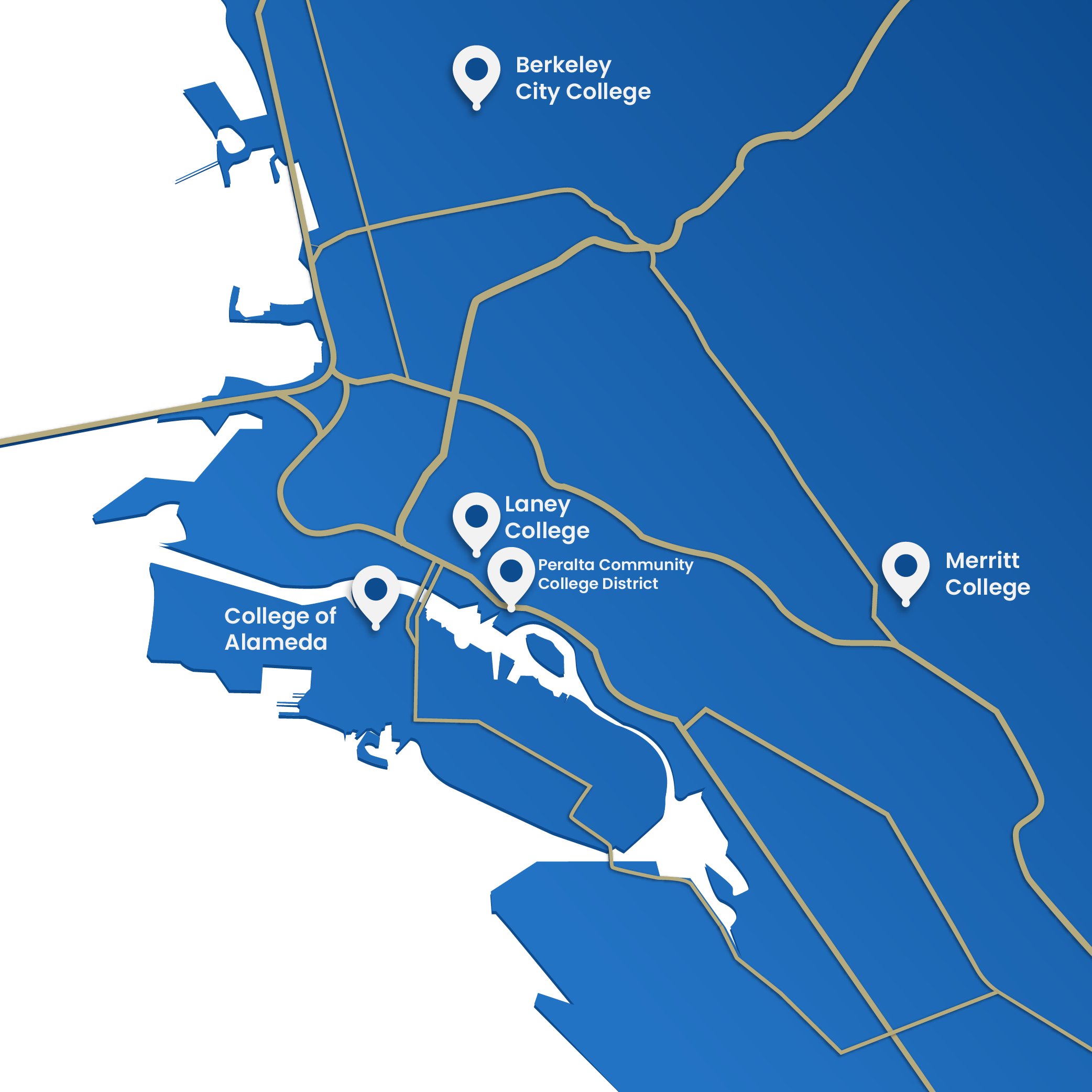  Map of all 4 colleges in the district